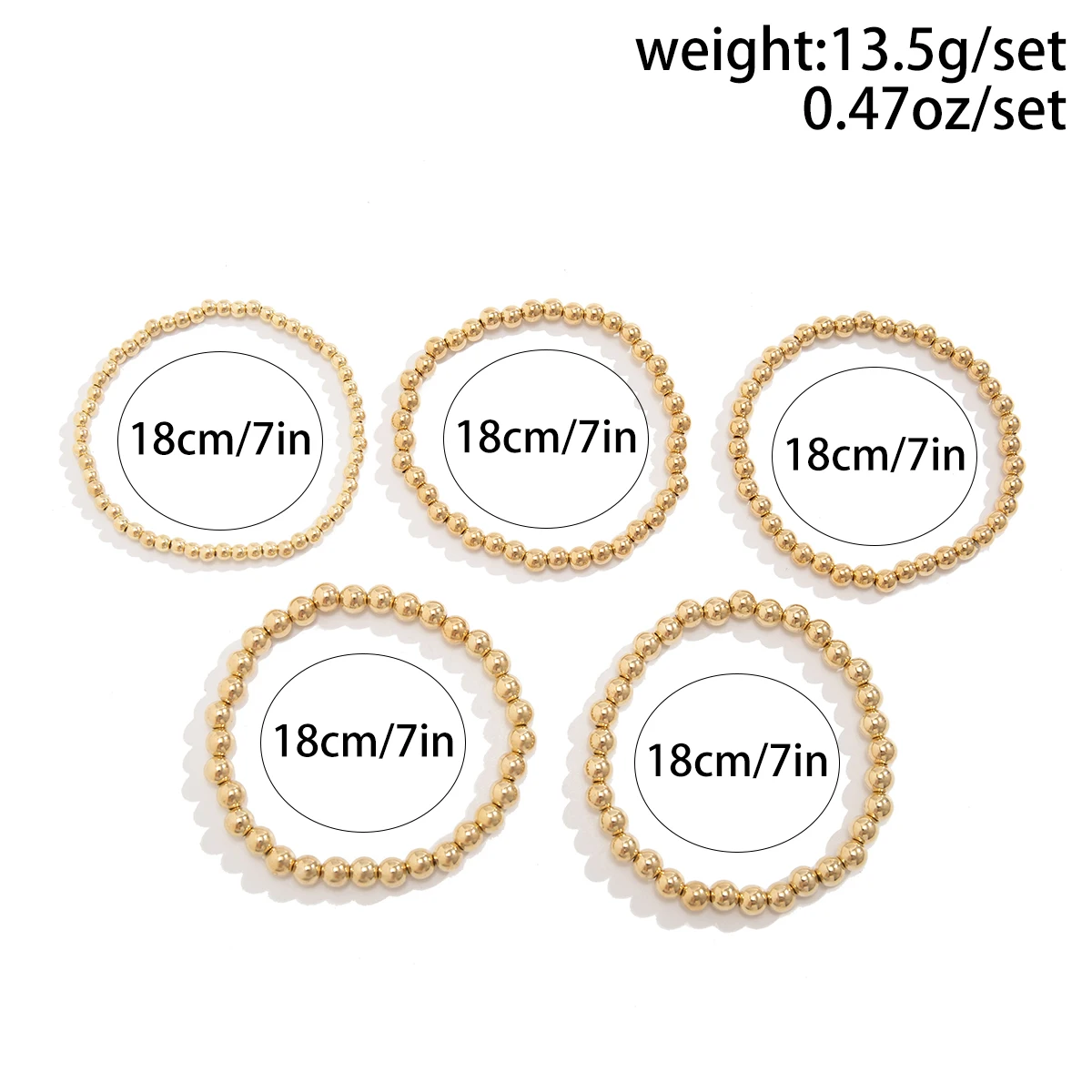 5Pcs Unique Acrylic CCB Big Ball Chain Bracelet on Hand for Women Fashion Statement Elastic Bangles Grunge Jewelry Steampunk Men