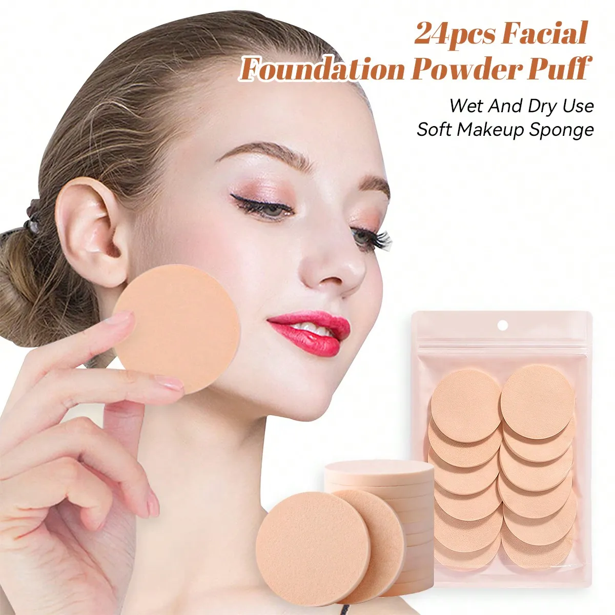 Professional Round Soft Portable Makeup Powder Puff, Cosmetic Sponge For Foundation, Beauty Tool