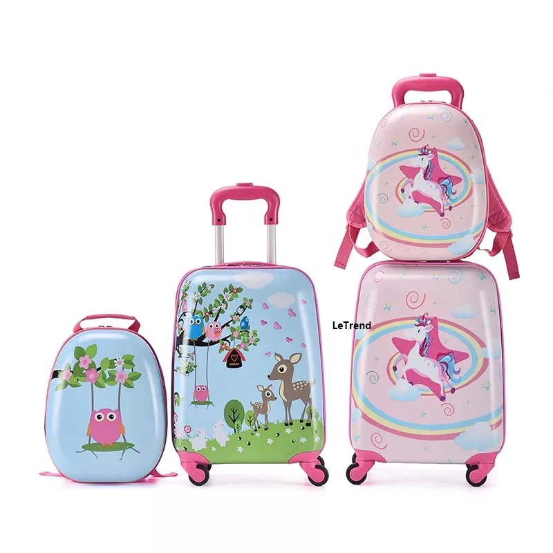 Cartoon trolley koffer mit rucksack set kinder nette 13 zoll tasche jungen mädchen 18 zoll tragen auf roll gepäck reise koffer