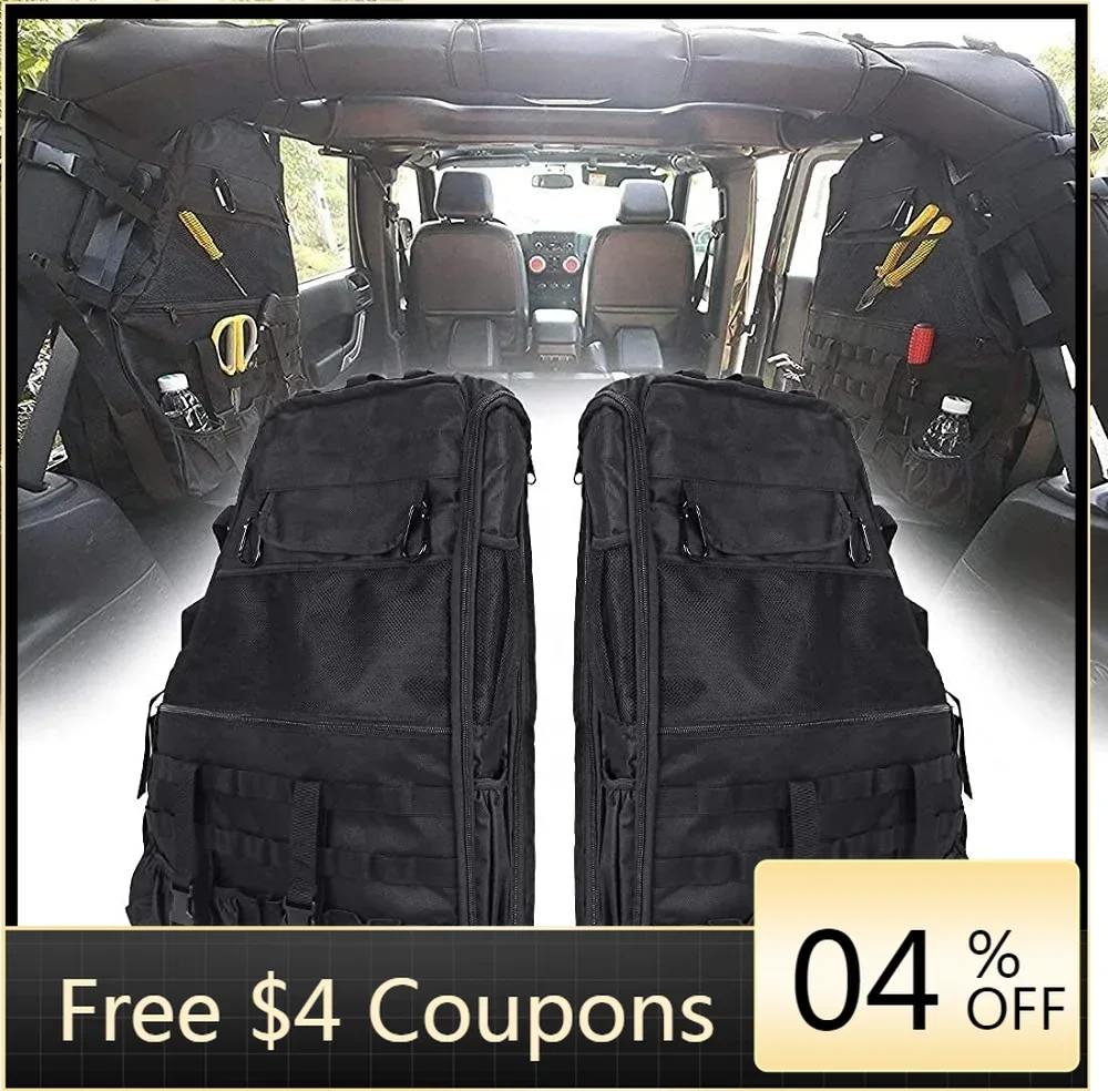 

BR Roll Bar Storage Bag Multi-Pockets Saddle Bag Cargo Storage Tool Kit Organizer Universal for JL /JK