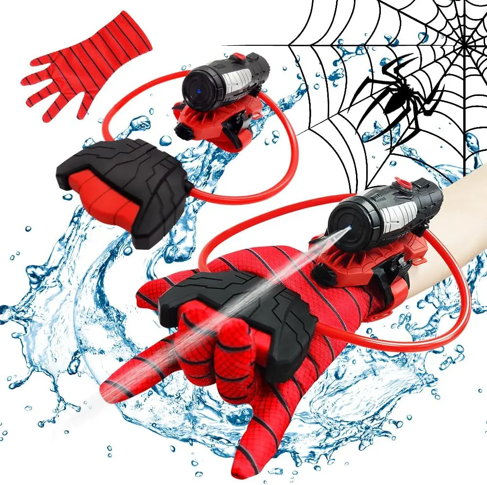 Pistola de agua de chorro de superhéroe, juguete de telaraña, juguetes al aire libre de verano para niños, juguete rociador de agua de muñeca, regalo divertido para patio trasero