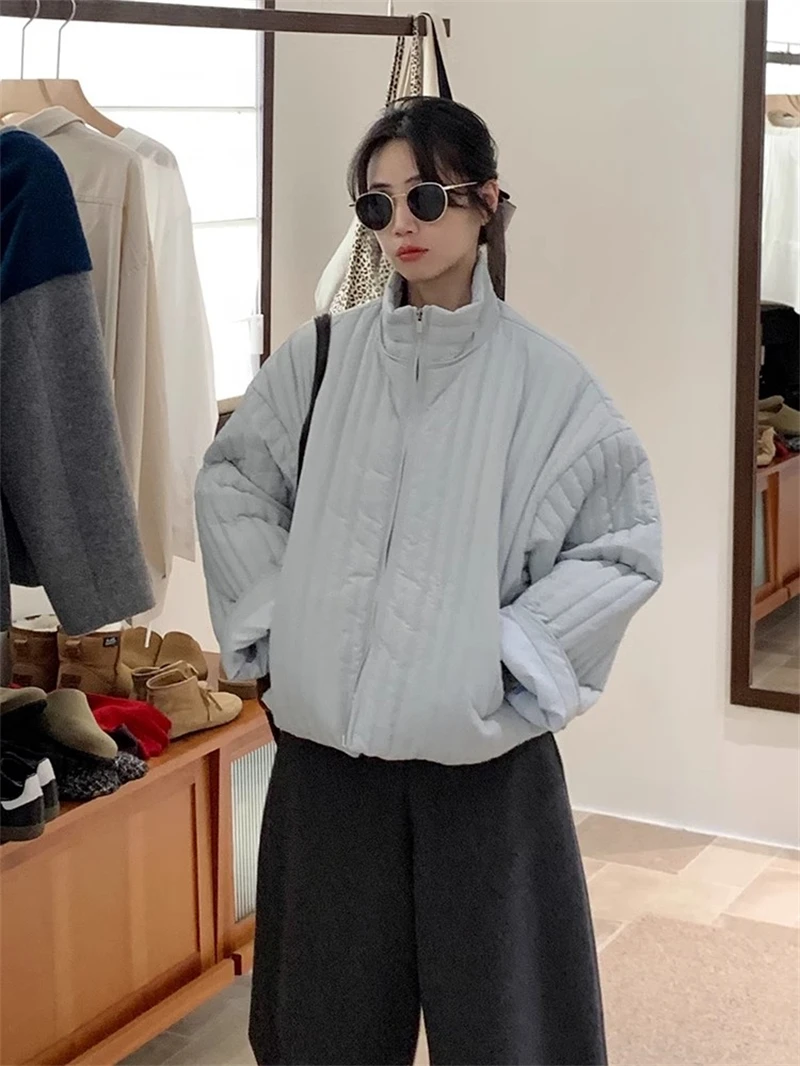 

MiiiiX Korean Stand Collar Cotton Coat Women's Winter Coat Warm Loose Casual Short Parkas Thicken Outerwear New Female Clothes