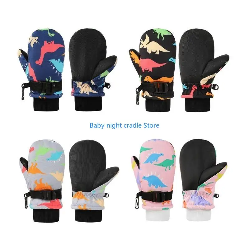 

J2FF Windproof Kids Ski Gloves Warm Fleece Lined Ice Skating Mittens Cartoon Mitts for Boys Girls 6 Months to 8 Years