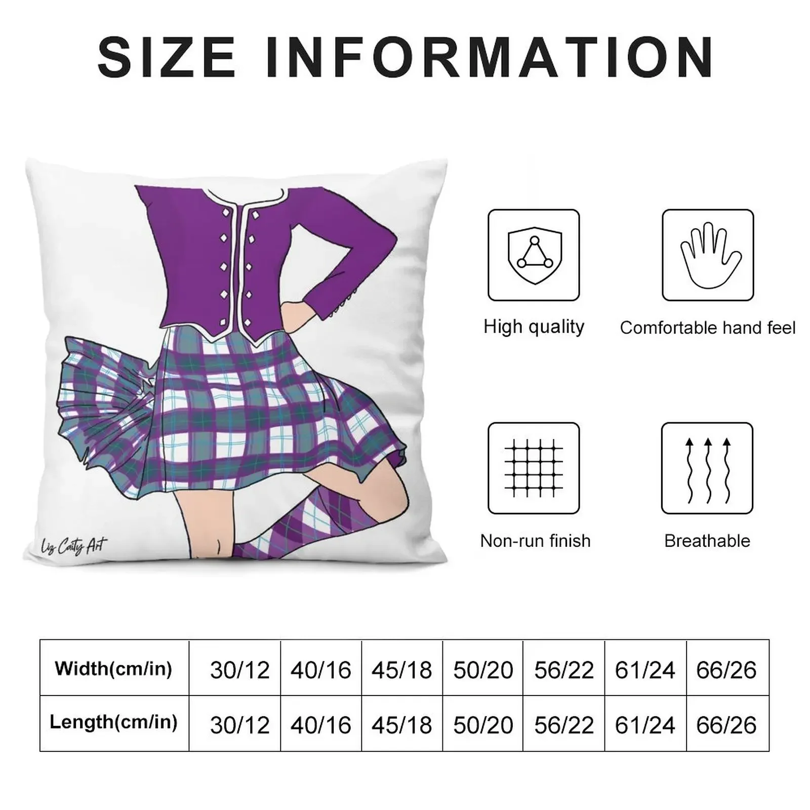 Highland Dancer Purple Tweedsmuir Kilt Throw Pillow Decorative pillowcase Christmas Pillow Rectangular Cushion Cover pillow