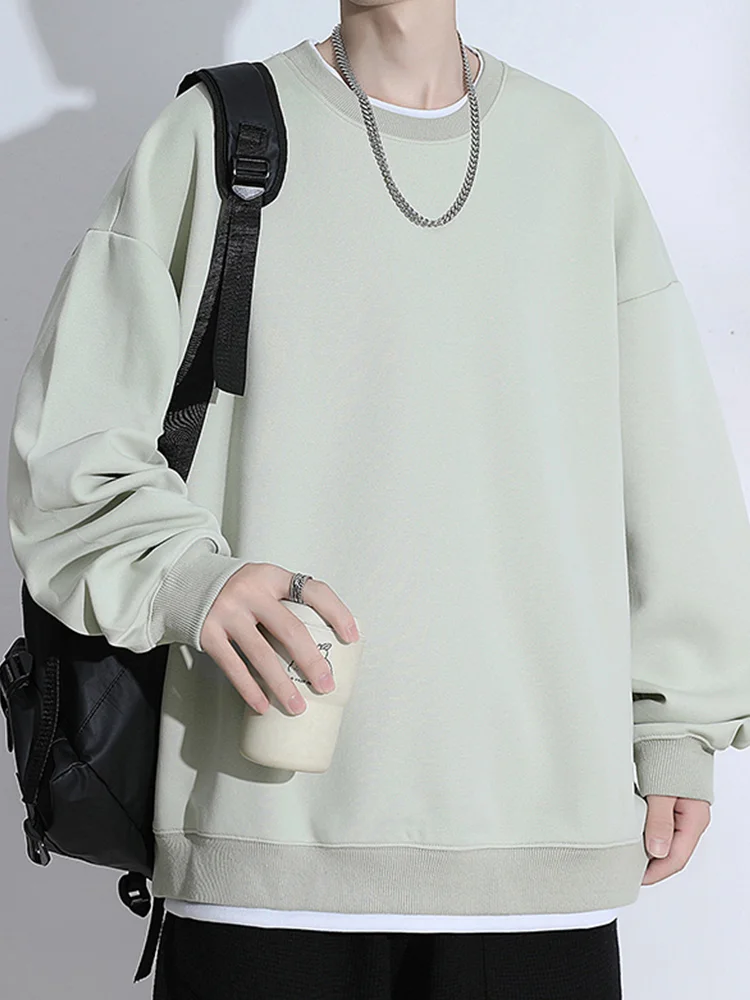 

Men's Casual Stylish Hoodless Sweatshirt Jacket Spring Autumn Trendy round Neck Pullover Sporty Top Comfortable Loose Fit