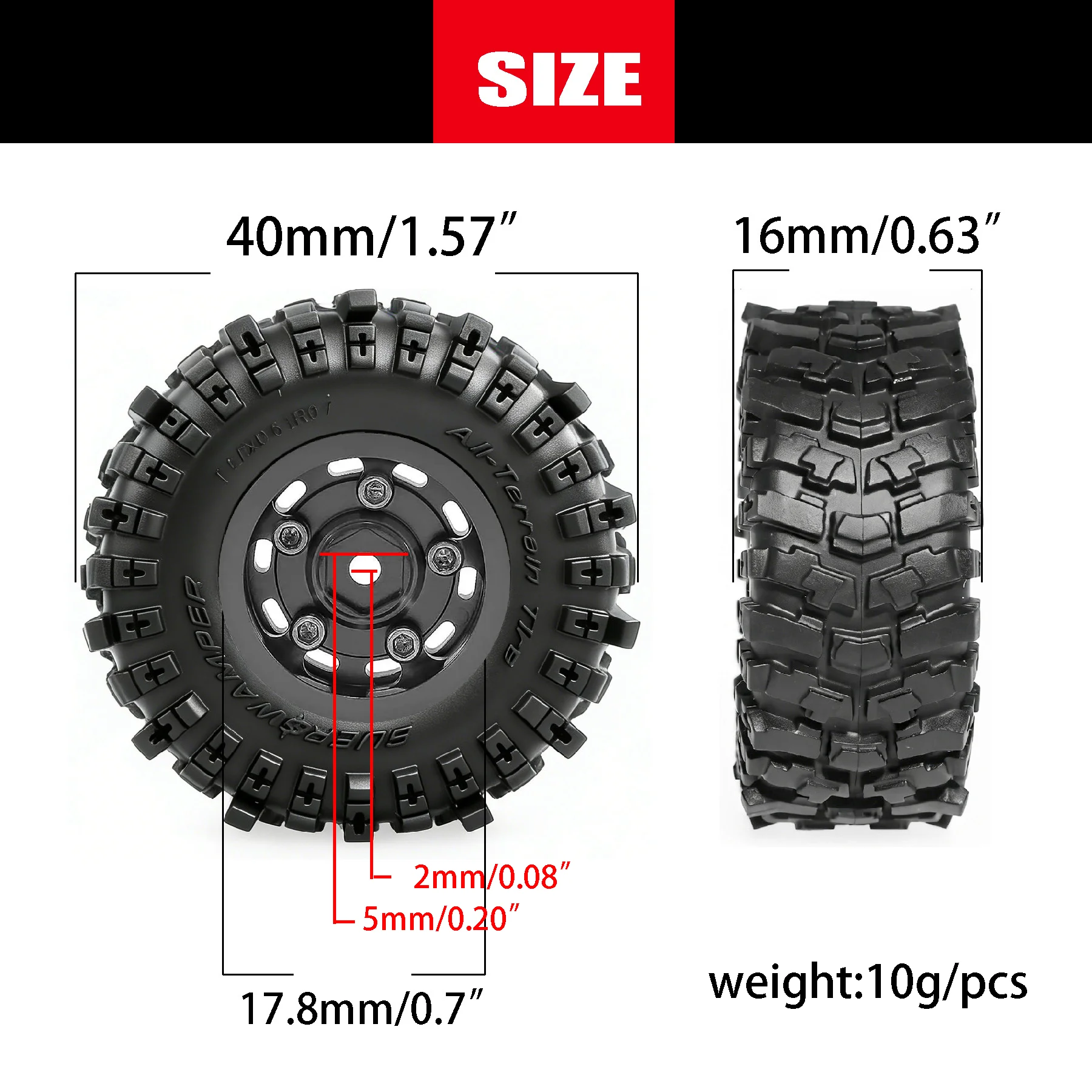 RED SPIDER 0.7 RC Crawler Tires Outer Diameter 40mm, For 1/30 RC Crawler Car SCX30 Ascent-32 Upgrade Parts Accessories