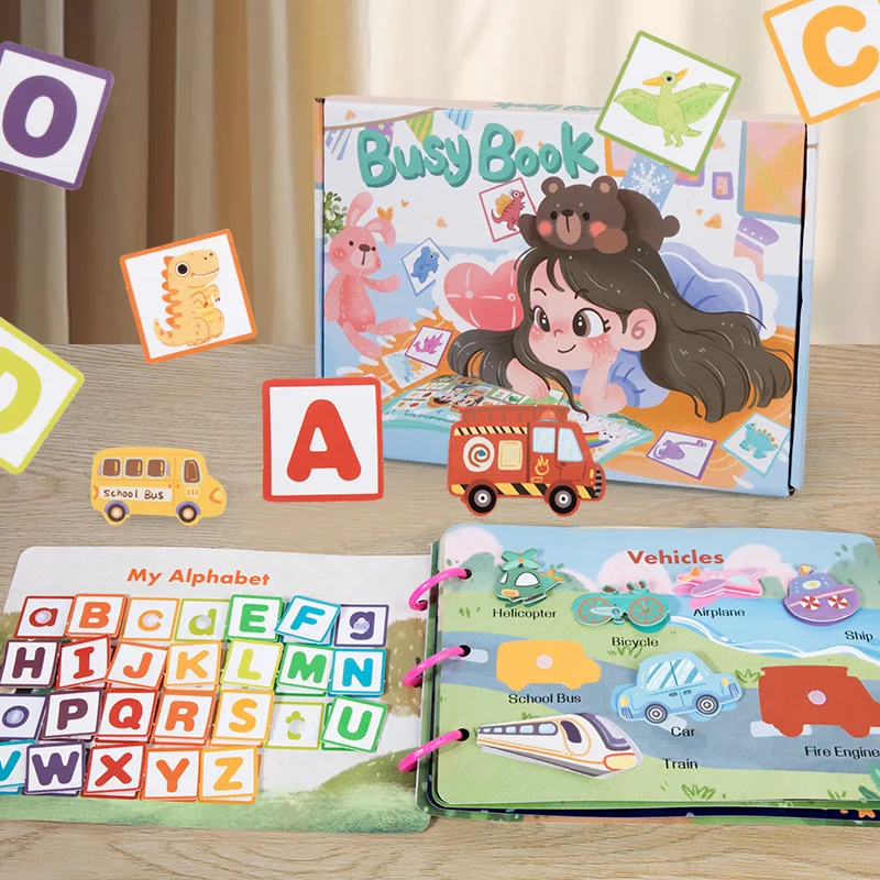 

First Quiet Busy Book for Baby Montessori Activity Learning Game Paste Sticker Book Logical Life Ability Sorting Educational Toy