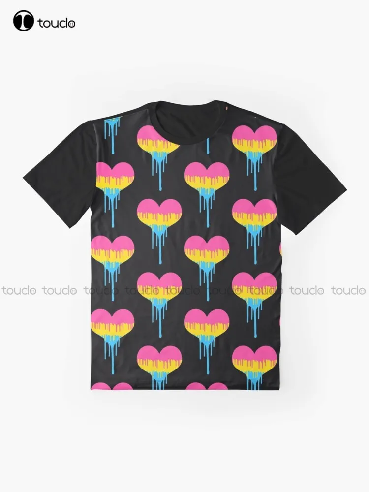 Pansexual Pride Drip Heart Graphic T-Shirt Custom Aldult Teen Unisex Digital Printing Tee Shirts Christmas Gift Xs-5Xl Tshirt