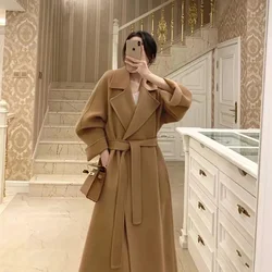 Double-sided Cashmere Big Collar Women's Coat 100% Pure Wool Reversible Woolen Coat High-End Fashion Loose Women's Wear 2026