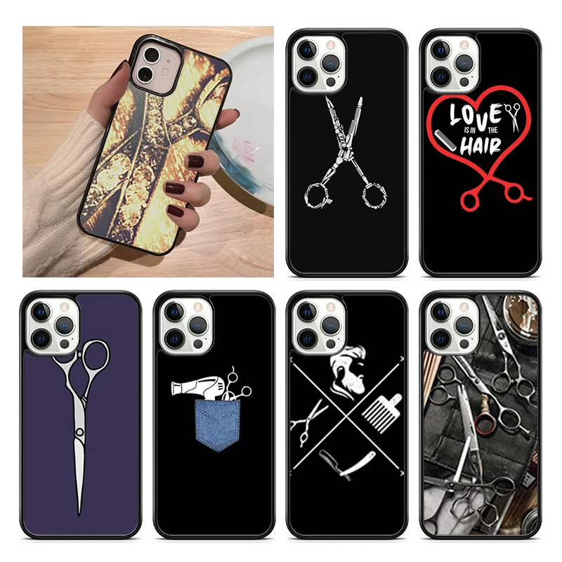 Hair Stylist Scissors Phone Case Cover For for iPhone 15 16 14 XR XS 11 12 13 Pro MAX Plus