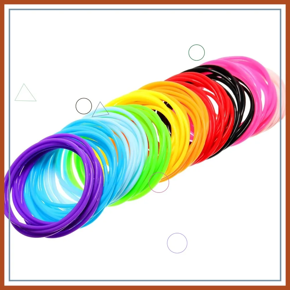 

100 Pcs 80s Multicolor Silicone Jelly Rubber Bracelets Hair Ties, Mixed Style Random Color