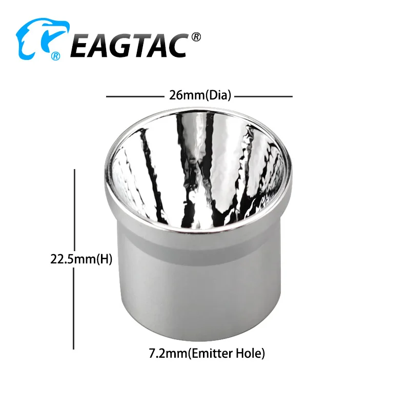 26mm(D) x 22.5mm(H) 7.2mm Emitter Hole Light Orange Peel Aluminum Reflector