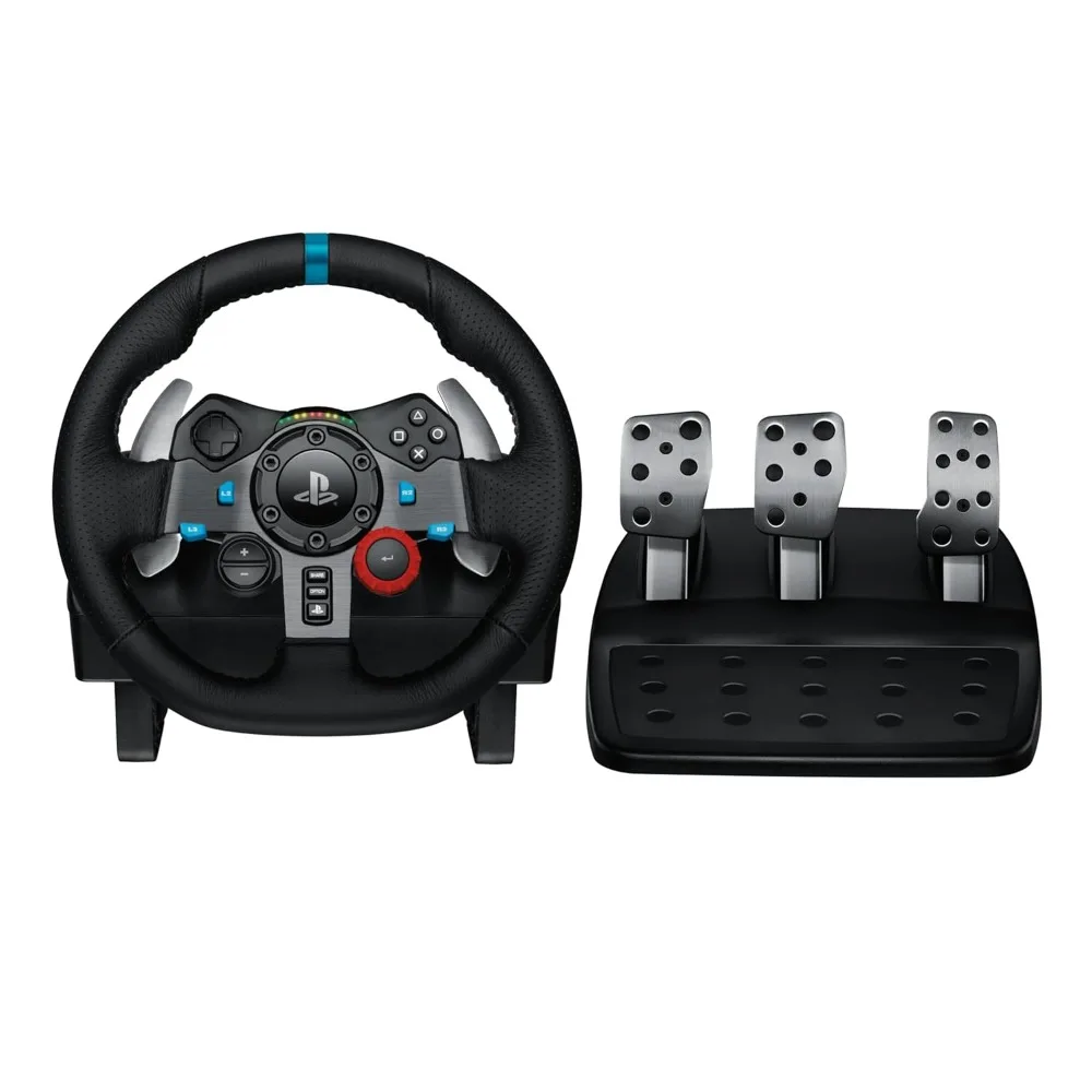 Racing Wheel and Floor Pedals, Real Force Feedback, Stainless Steel Paddle Shifters, Leather Steering Wheel