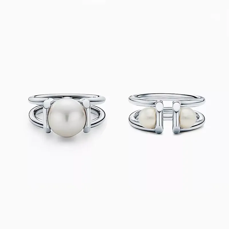 

S925 Women's Elegant Pure Silver Pearl Ring, a Simple Accessory for Valentine's Day Gifts