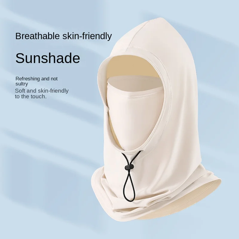 Sunscreen mask men's full face bag head protection neck protection removable headgear thin breathable summer versatile ice silk