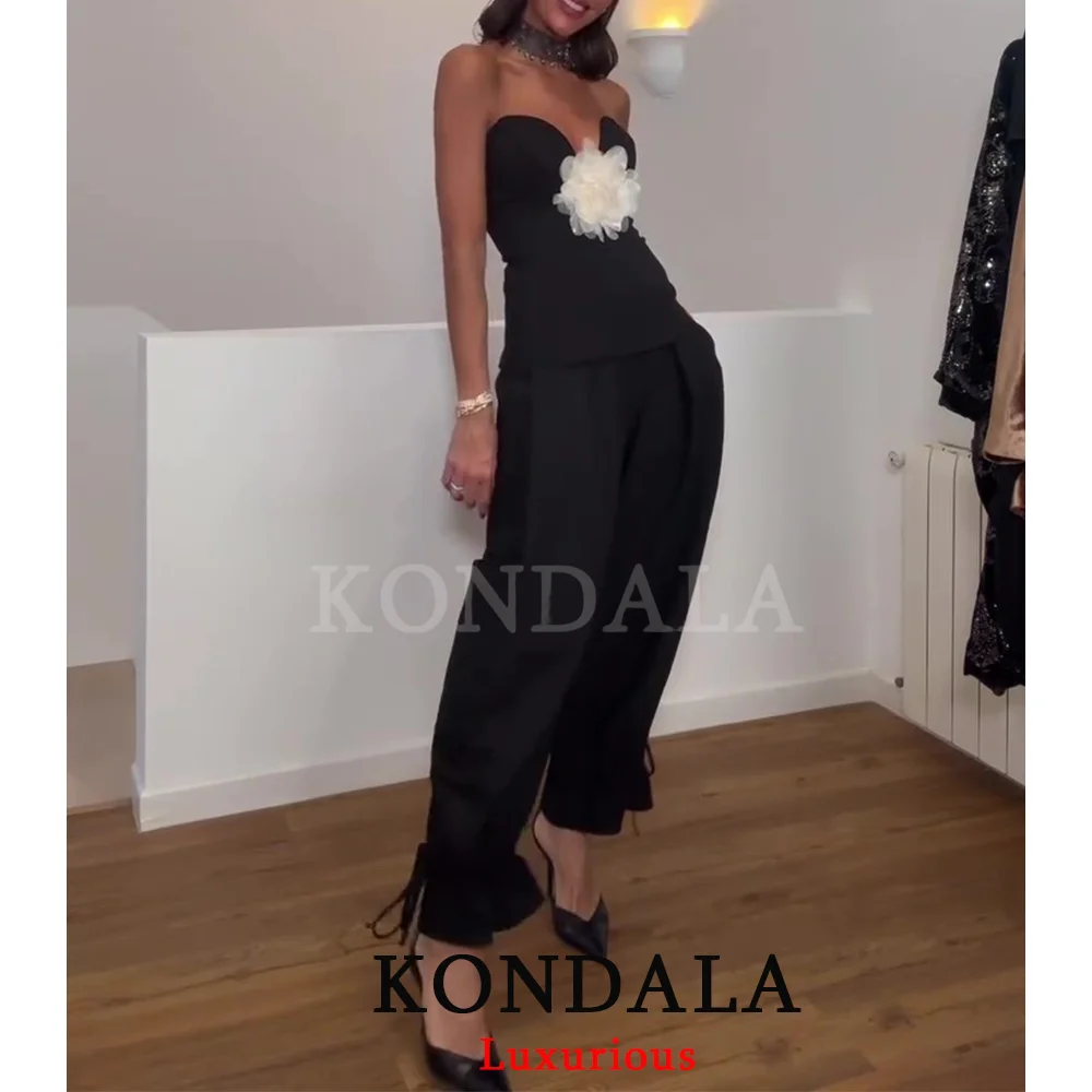 KONDALA Sexy Tube Slim Tops Women V Neck Flower Appliques Short Tops Fashion 2026 Evening Club Party Y2K Girl Tops