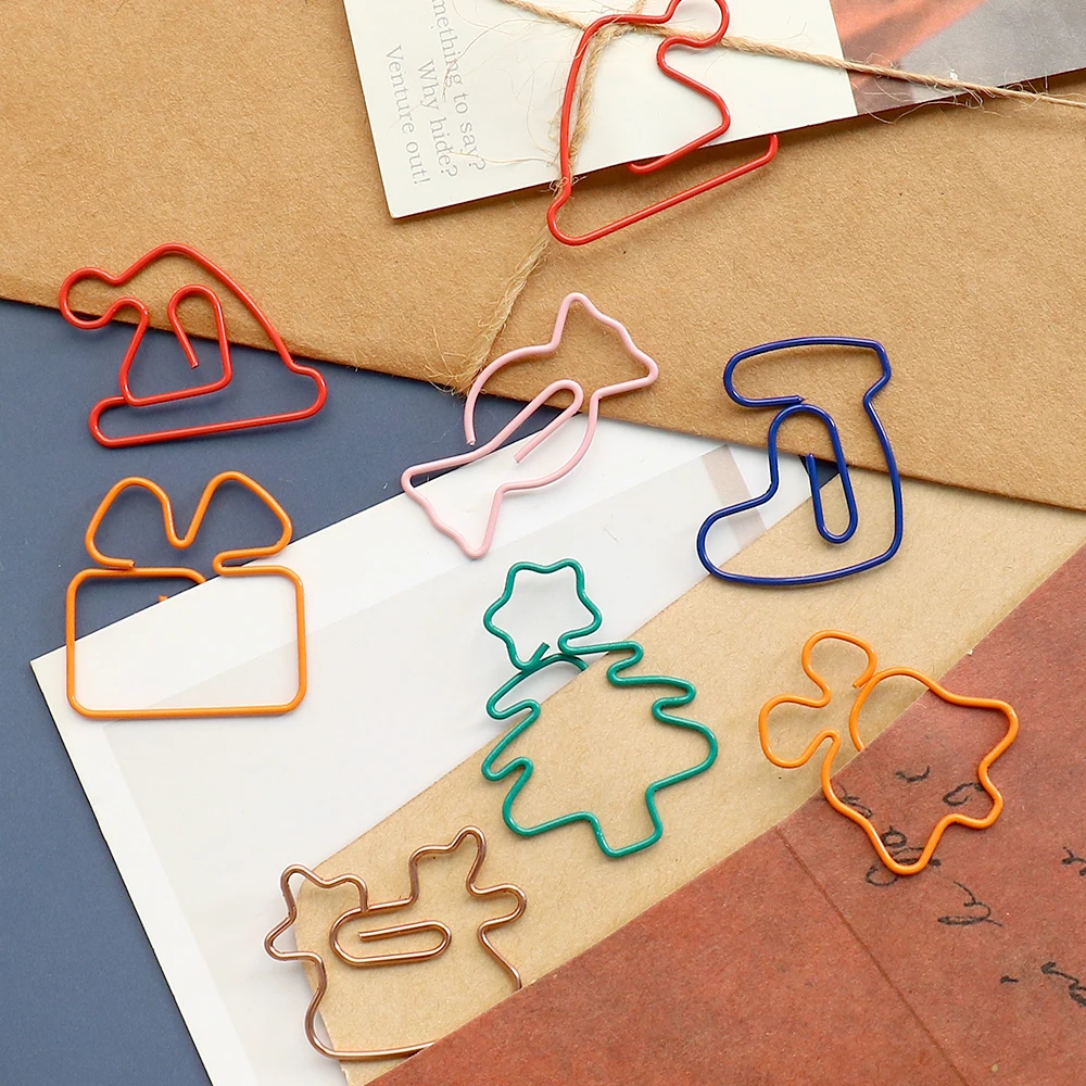 Imagem -02 - Natal Metal Material Shape Paper Clips Marcador Kawaii Engraçado Escritório e Papelaria Escolar Clipes de Marcação 10 Pcs