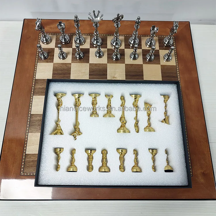 قطع شطرنج خشبية ومعدنية فاخرة عالية الجودة للبيع ألعاب الشطرنج شطرنج معدني على الإنترنت #4