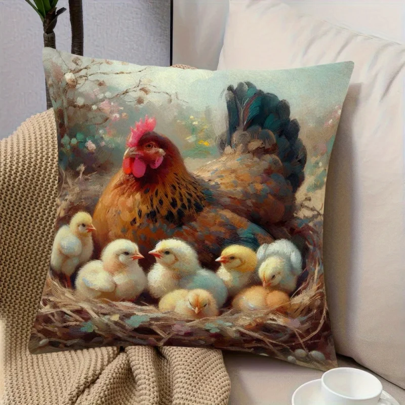 Hymn to Motherly Love Countryside Art Double-Sided Throw Pillowcase, Decorative Cushion Cover for Home and Office