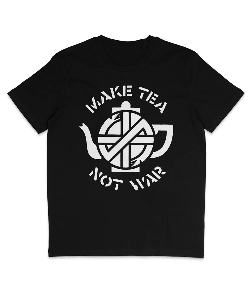 CRASS - Make Tea Not War - White Text - Organic t-shirt - Anarchist - Punk  Tees Cotton Luxury brand vintage oversized