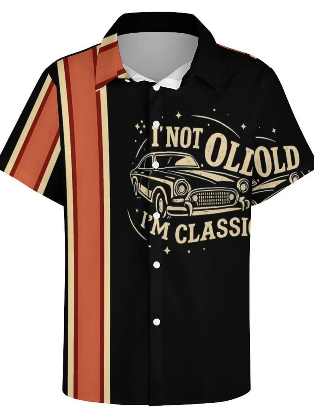 

Новинка 2026: Мужская свободная рубашка с коротким рукавом в стиле ретро с принтом гоночных автомобилей, гавайская уличная рубашка, летняя модная повседневная одежда, мужские топы