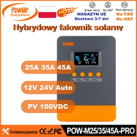 PowMr had 45A 35A 25A MPA Solar Charge Controller 12V 24V Auto 100V Panel Regulator Regulator Lead-acid/Lithium Battery Bank