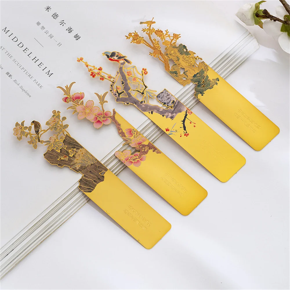 Hollow Flower Bird Metal Bookmark Student Reading Mark Book Accessories Creative Aesthetic Stationery Gift for Reader Book Lover