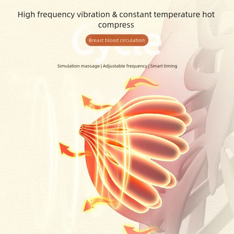 حمالة صدر للتدليك مع 6 رؤوس تدليك اهتزازية، علاج حراري بزر واحد، مدلك صدر قابل للإزالة والغسل، ملابس داخلية للعناية بالثدي #4