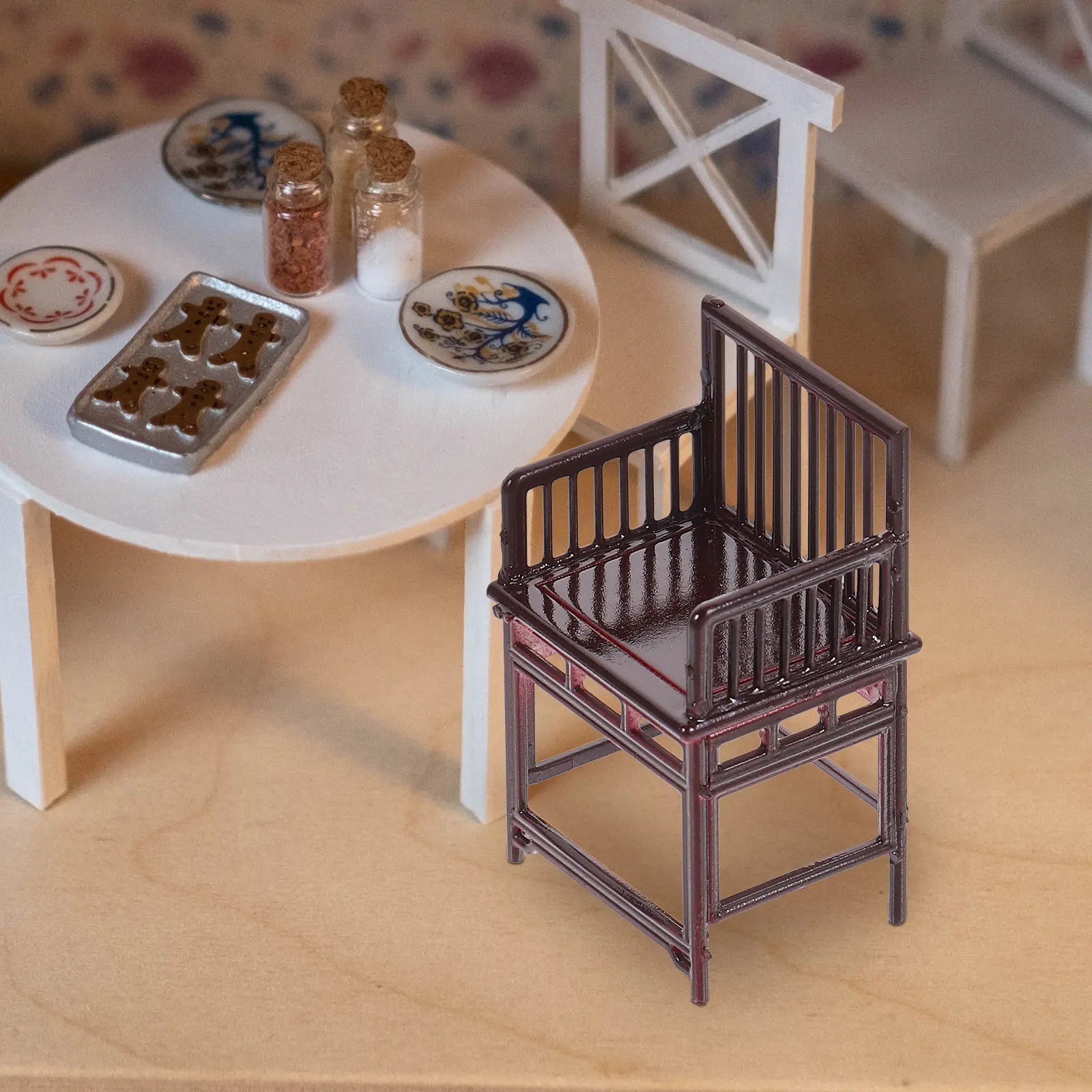 

2Pcs Miniature Vintage Chair Durable ABS Material Elegant Design Mini House Furniture Accessory Decorations Vintage Mini Chair