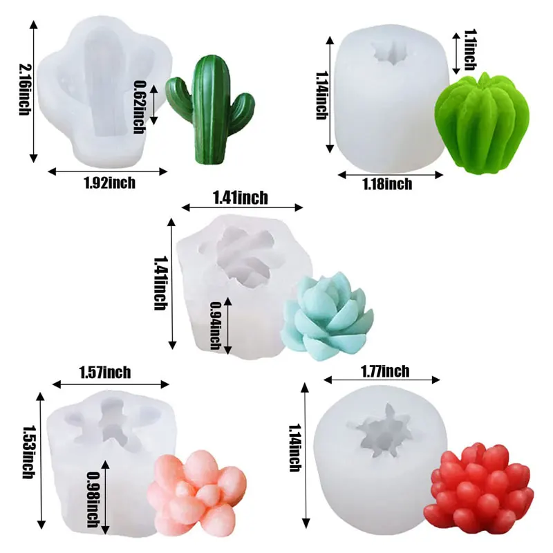 1PC DIY Succulent Silicone Candle Molds 3D Cactus Flower Plants Casting Mould for DIY Candle Fondant Soap Epoxy Resin Crafts