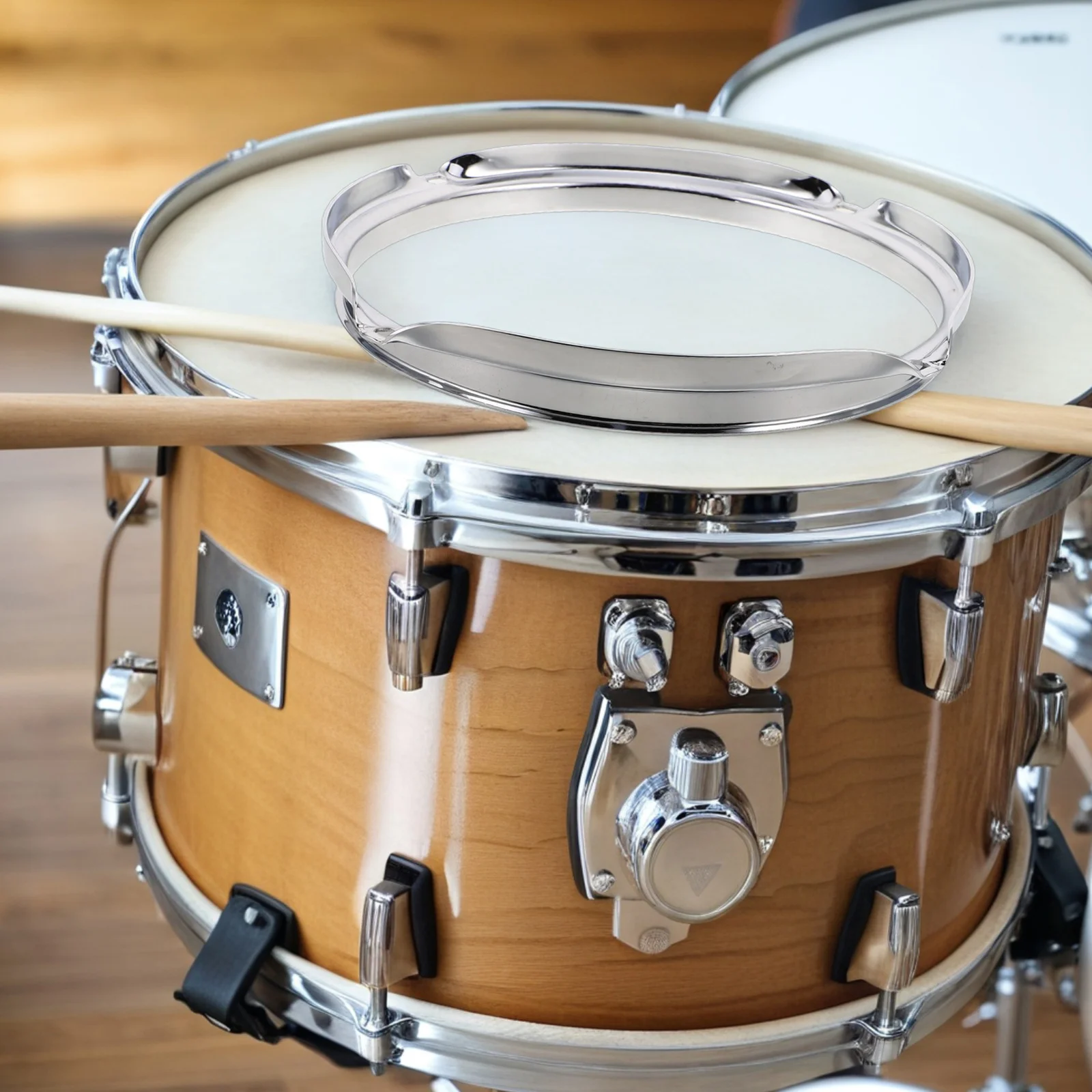 

8 Inch Black Hoop Universal 4-Hole Side Replacement For Tom Snare Bass Drum Kits Durable Metal Percussion Instrument