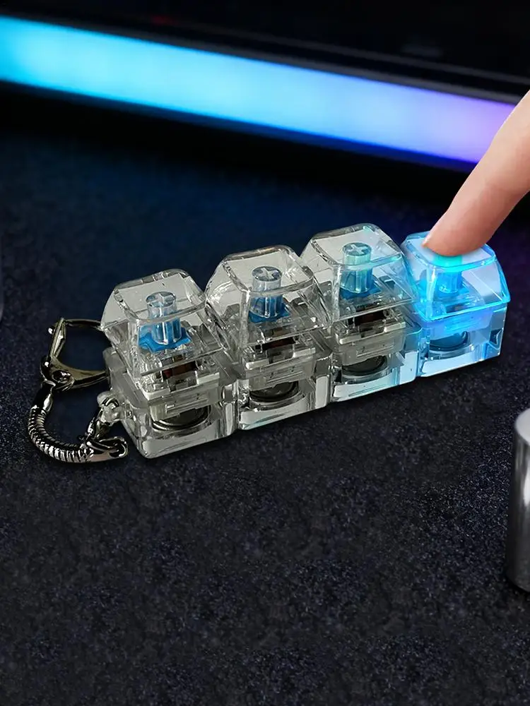 

Светодиодная игрушка-клавиатура, 4-клавишная клавиатура, брелок для снятия стресса, подарки для детей и взрослых, прозрачные красочные огни, кнопки-кликеры