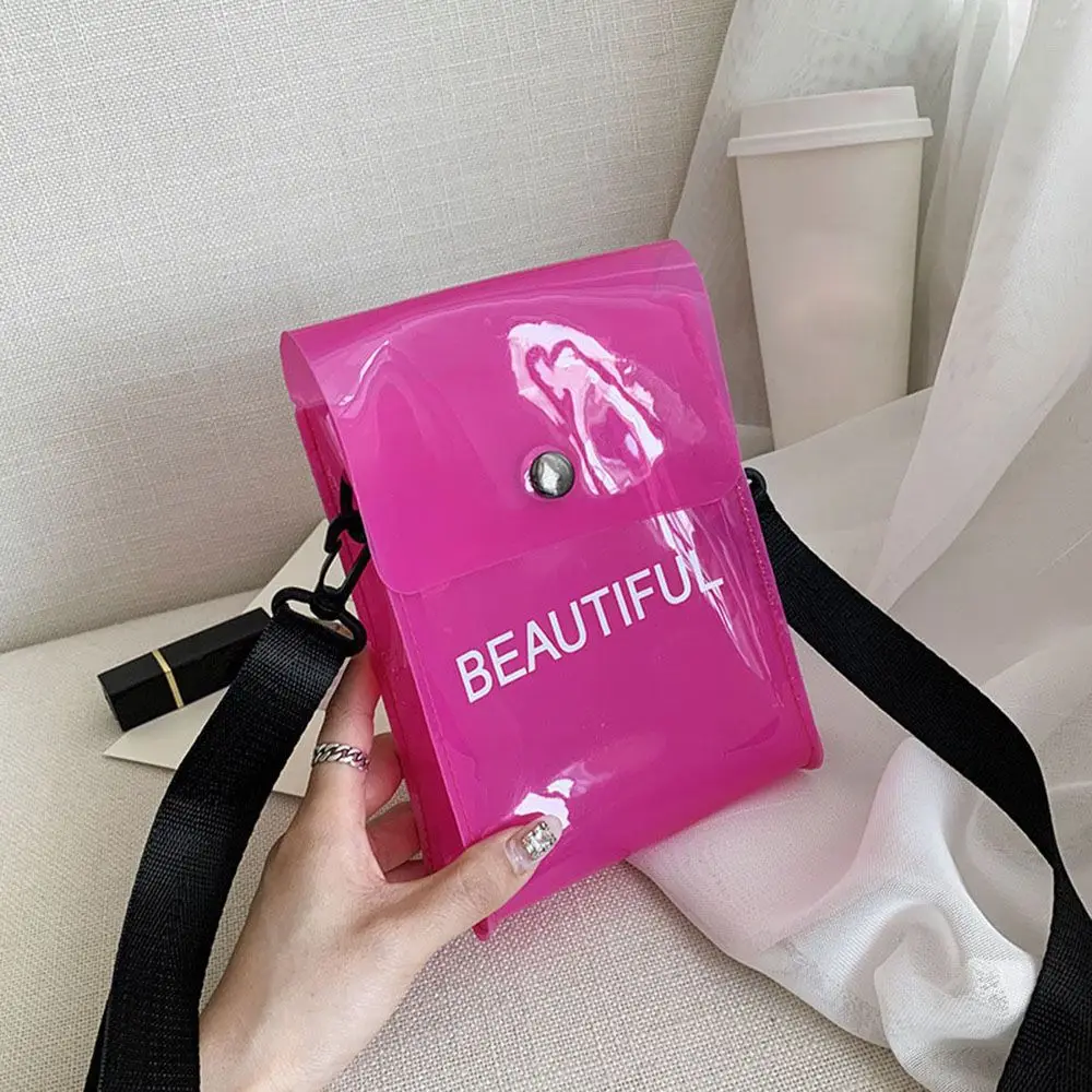 

Bag Coin Purse Jelly Color Flap Bag PVC Shoulder Pouch Crossbody Bag Transparent Messenger Bag Single Shoulder Bag Phone Pocket