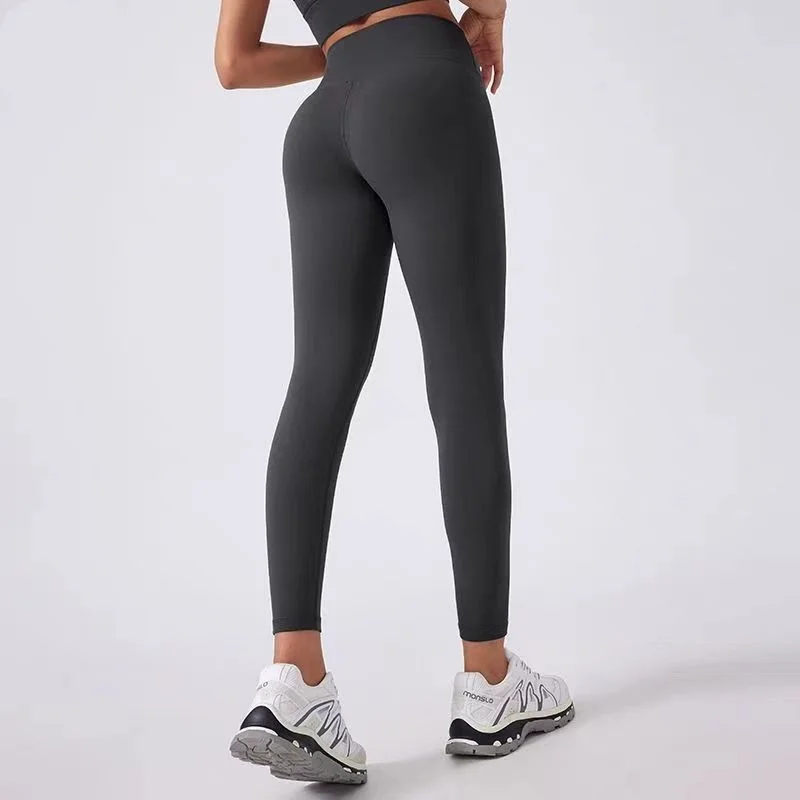 Yoga leggings with brand logo women peach hip tights no awkward line niners high waist hip lift leggings nude sports pants