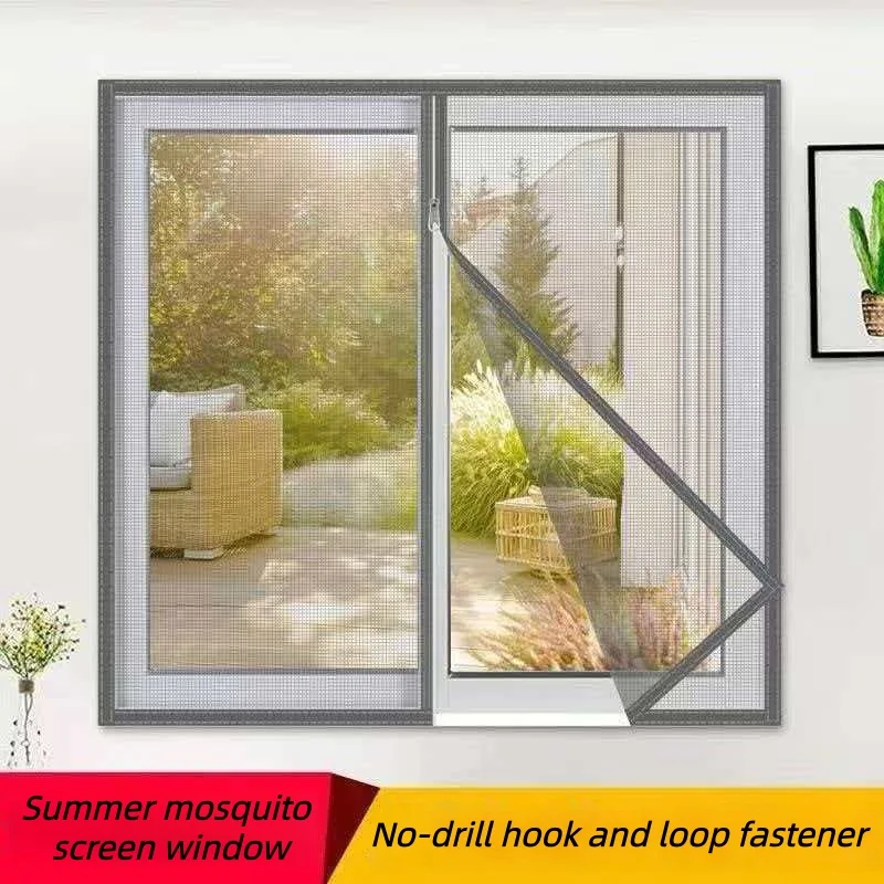 

Gray, self-adhesive zipper mosquito net, mosquito net and mosquito screen window, can support customized sizes