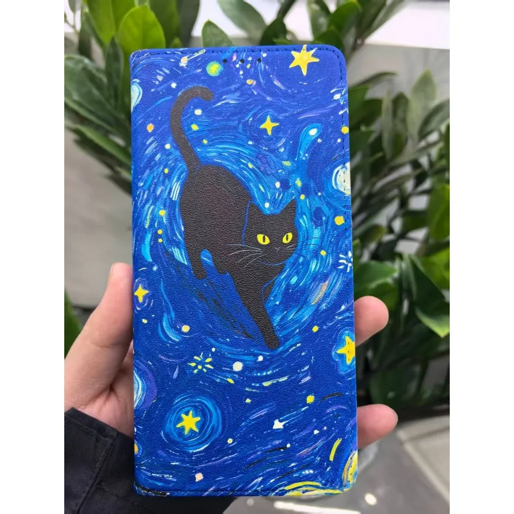Painted Magnetic Flip Leather Wallet Case For Samsung Galaxy S26 Ultra S25 FE Galaxy S24 S23 S22 S25 Edge S26 Plus Cover Funda