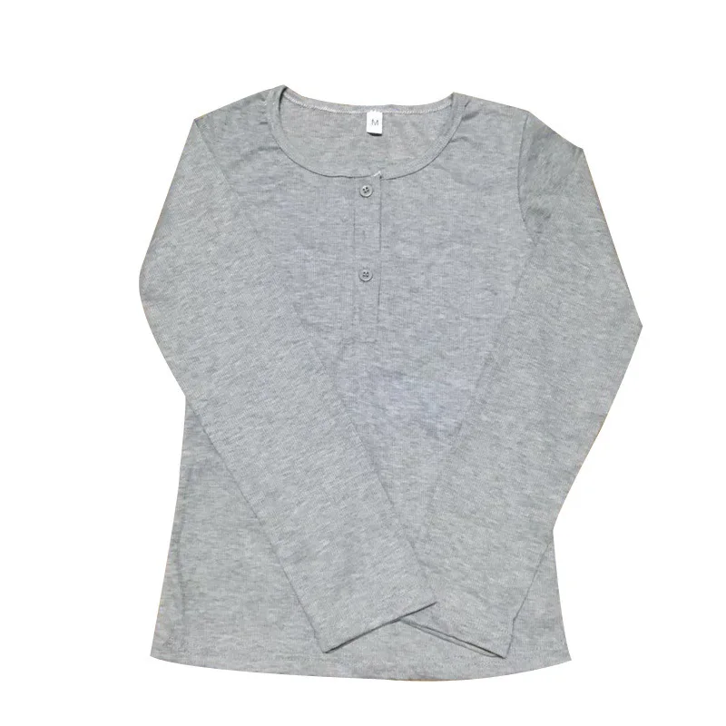2026 autumn women's button ribbed solid color long sleeve t shirt slim fit korean style new top inner wear outer wear trendy fas - view 5