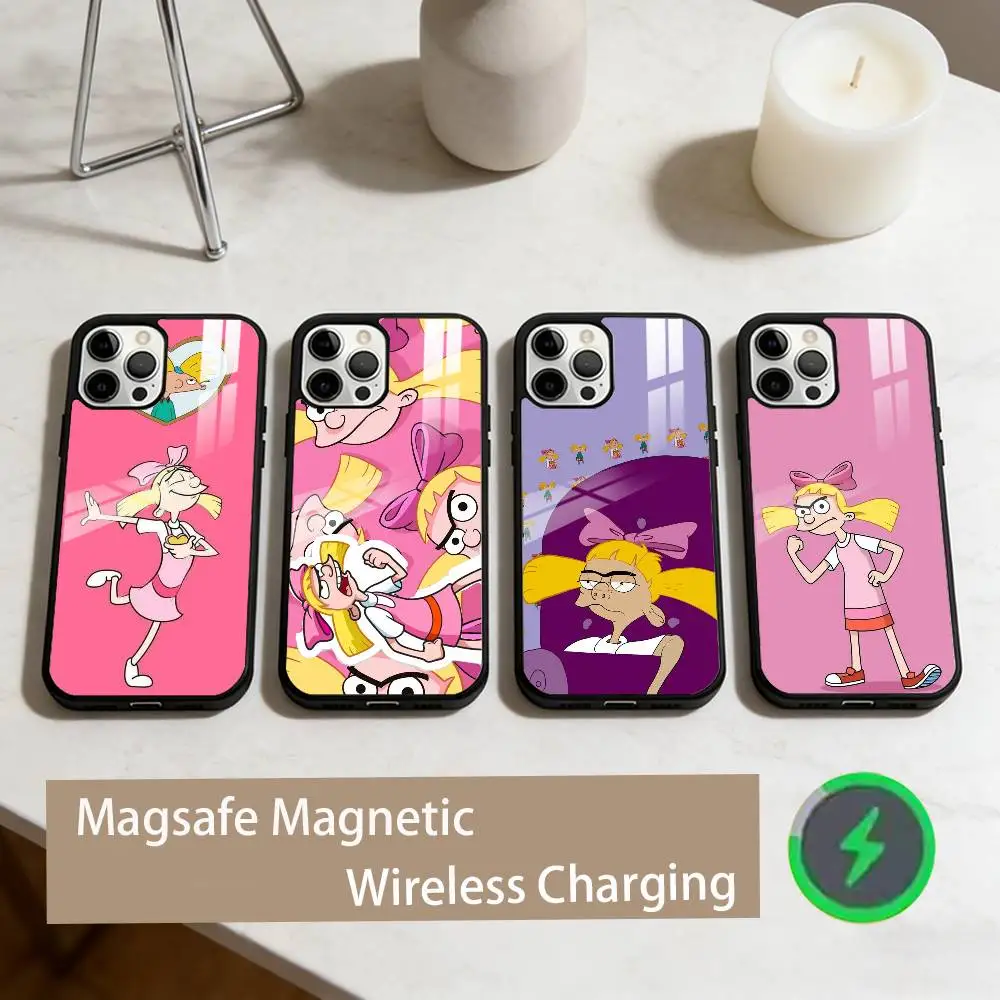 

Hey A-Arnold Helga Clear Phone Case For iPhone17,16,15,14,13,12,11 Plus,Pro Max Magnetic For Magsafe Wireless Charging