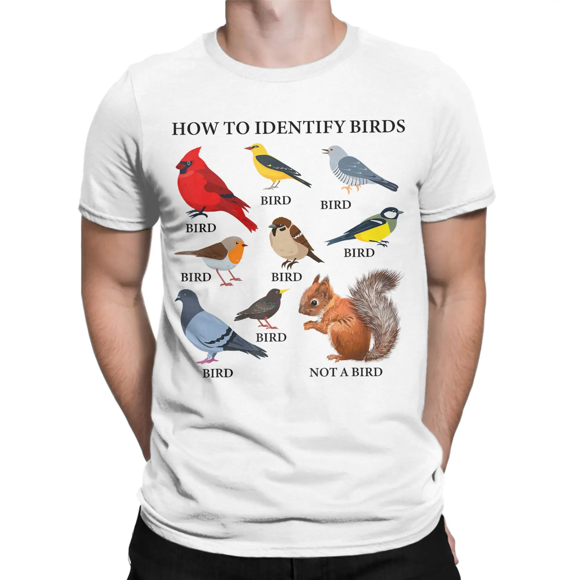 T-shirt Harajuku pour hommes, avec indication de la façon de reconnaître les oiseaux, pour l'identification des oiseaux, pour l'observation des oiseaux, à manches courtes, pour l'été