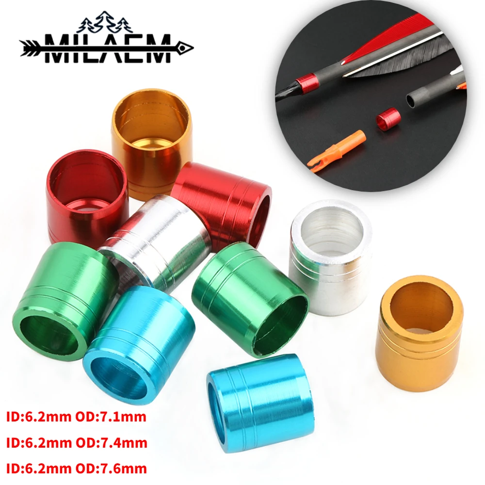 30 Pcs Archery Explosion-proof Ring Aluminium Alloy ID 6.2mm OD 7.1/7.4/7.6mm Arrow Shaft Ring Bow Shooting Hunting Accessories