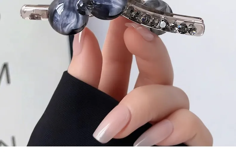 1 Stück elegante Farbverlaufs-Strass-Perlen-Halteclip, mittelgroße Hai-Clip-Haarnadel, neue Hinterkopf-Hochsteckfrisur, halbe Krawatte – Detail 4