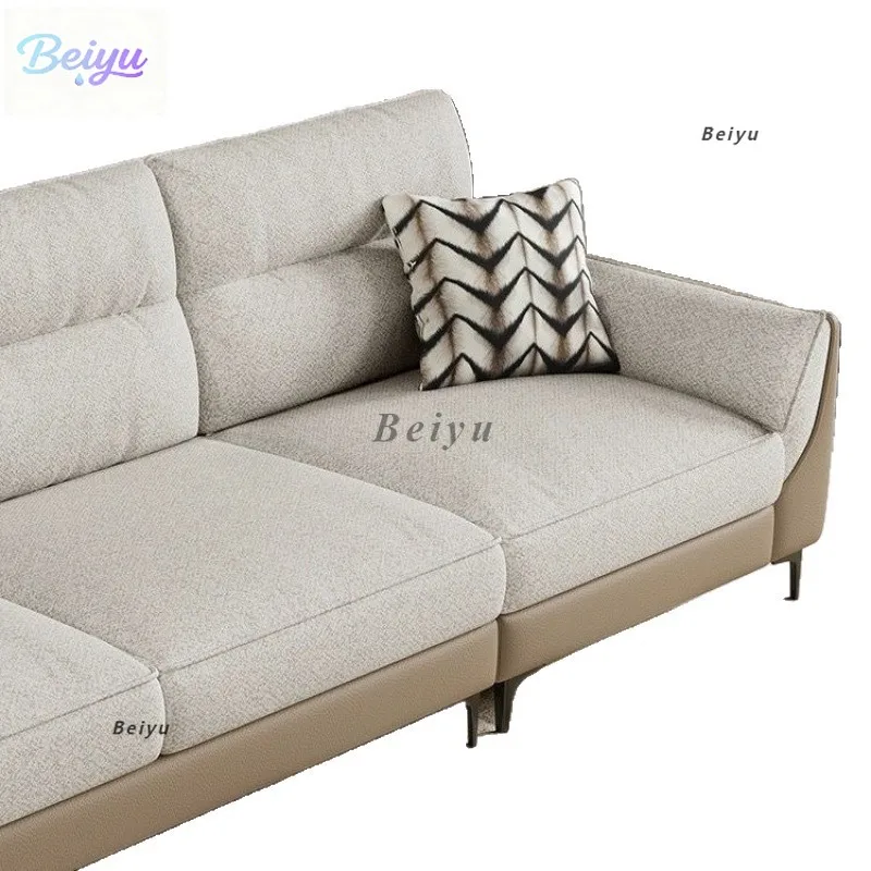 

Italian cat claw leather straight row sofa cotton and linen fabric sofa removable and washable living room simple modern