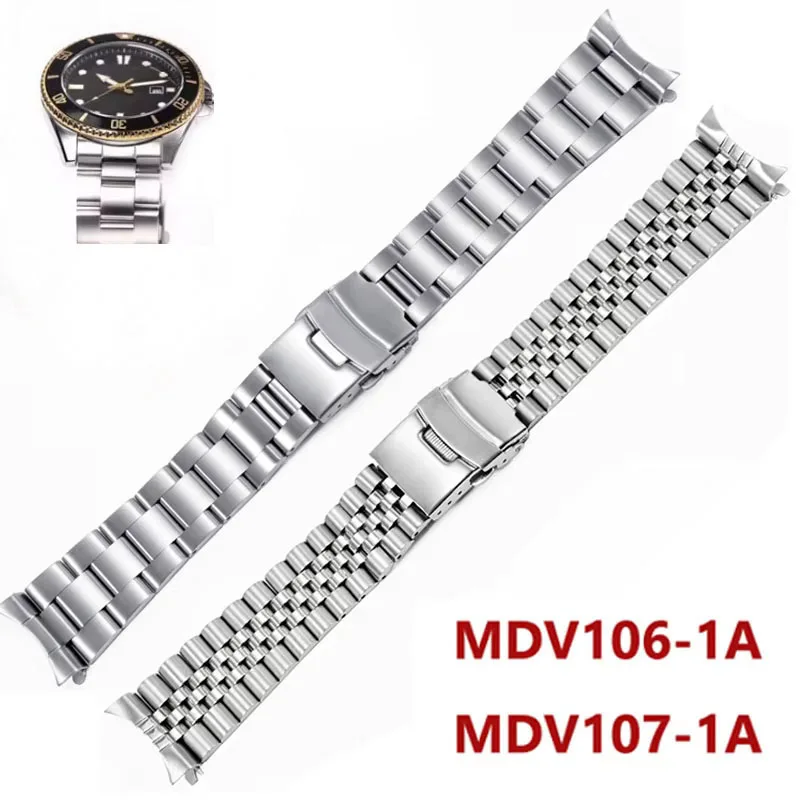 

Stainless steel For Casio Duro Mdv107-1A MDV106-1A watch strap replacement accessories 3 types of diving metal men's strap 22mm