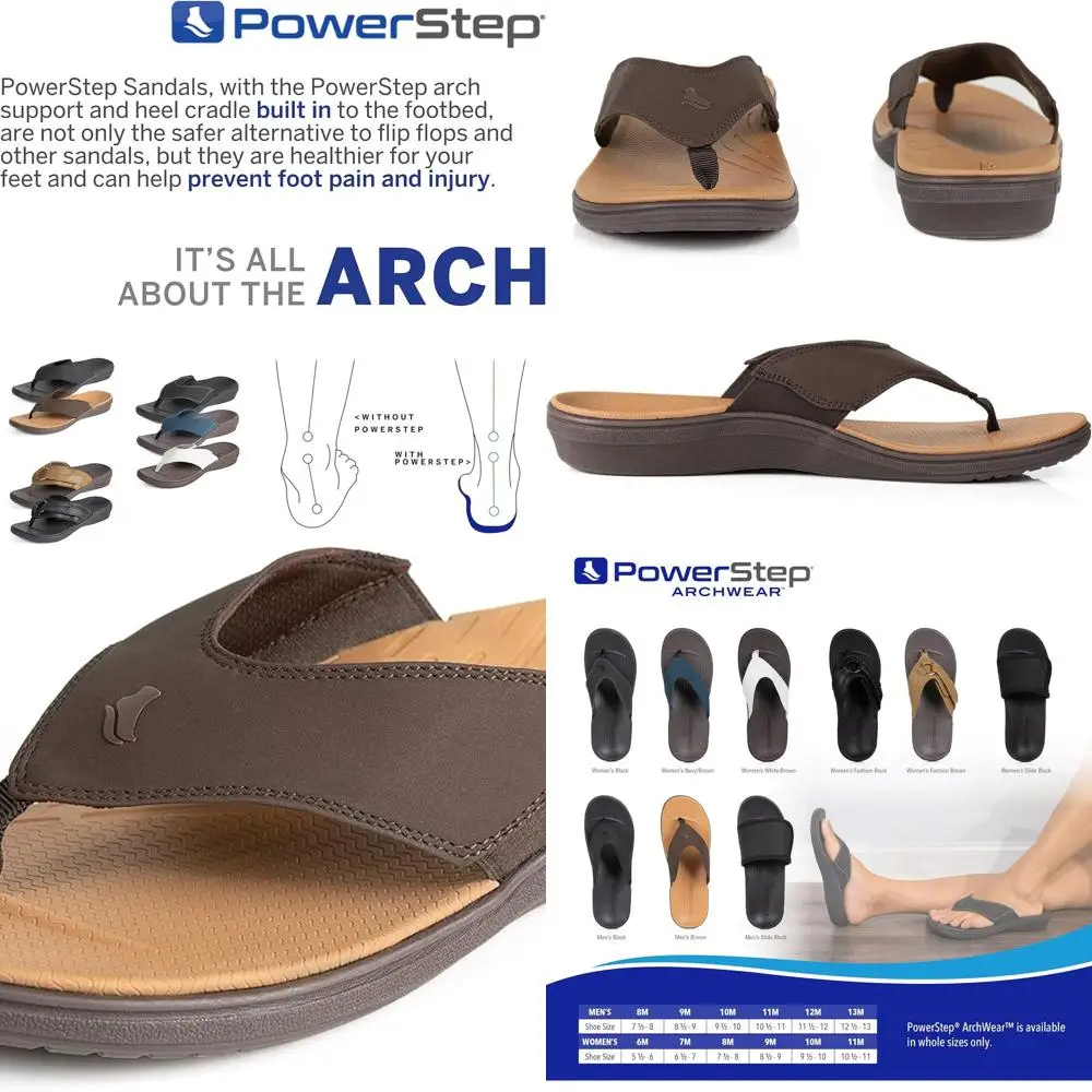 

Men's Arch Support Flip Flops with Cushioned Shock Absorbing Soles and Lightweight Non-slip Tread