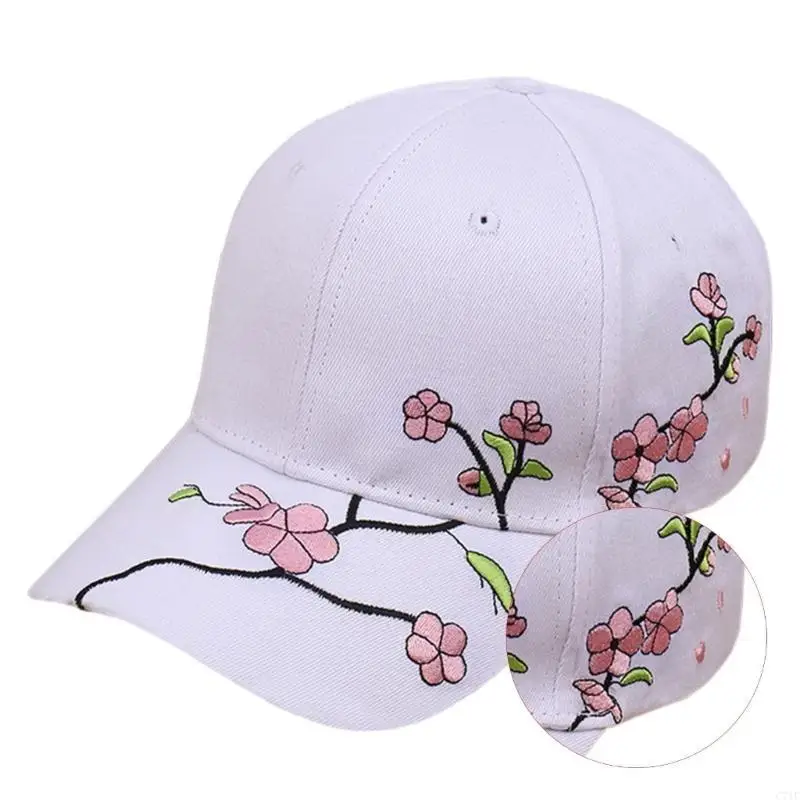 C71F أزياء البيسبول قبعة التطريز زهرة قبعة الرياضة في الهواء الطلق قبعة فتاة السفر قبعة الشمس