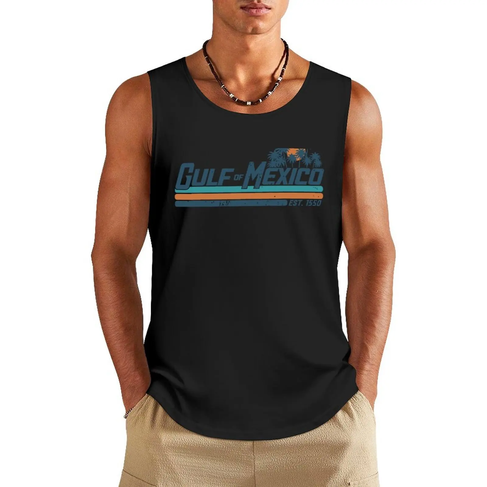 

Gulf of Mexico Since 1550 Retro Vintage Beach Tank Top Short sleeve sports t-shirts for men Top summer