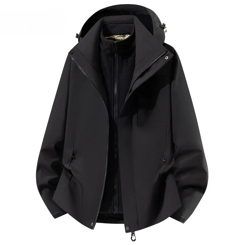 Windproof Waterproof Graphene Detachable Fleece Inner Liner Fashion Simple Jacket New Autumn Winter Three-in-one Men's Women's