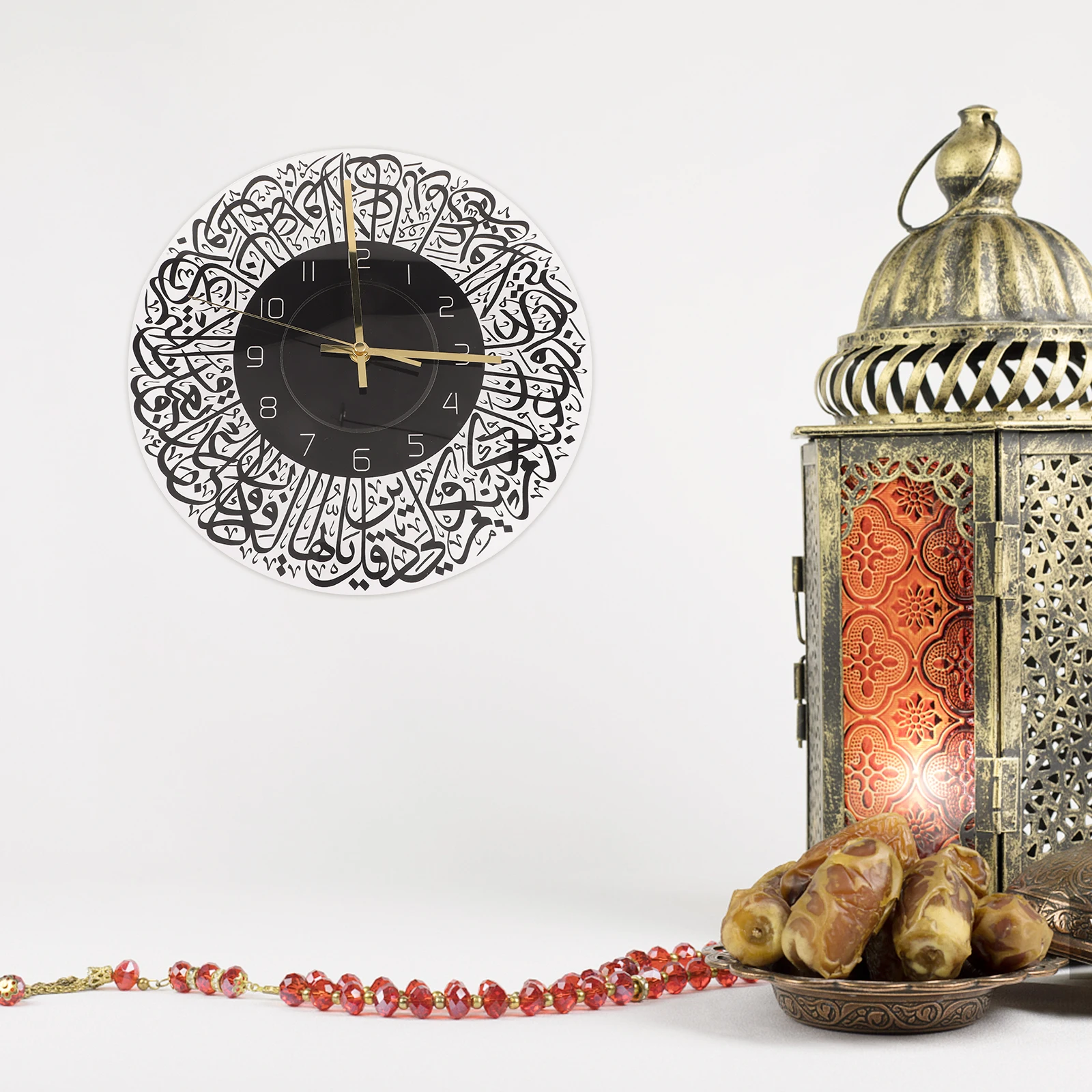 

Muslim Calligraphy Art Wall Clock Silent Non Ticking Acrylic UV HD Bedroom Decor Eid Party Bridal Housewarming Gift Practical