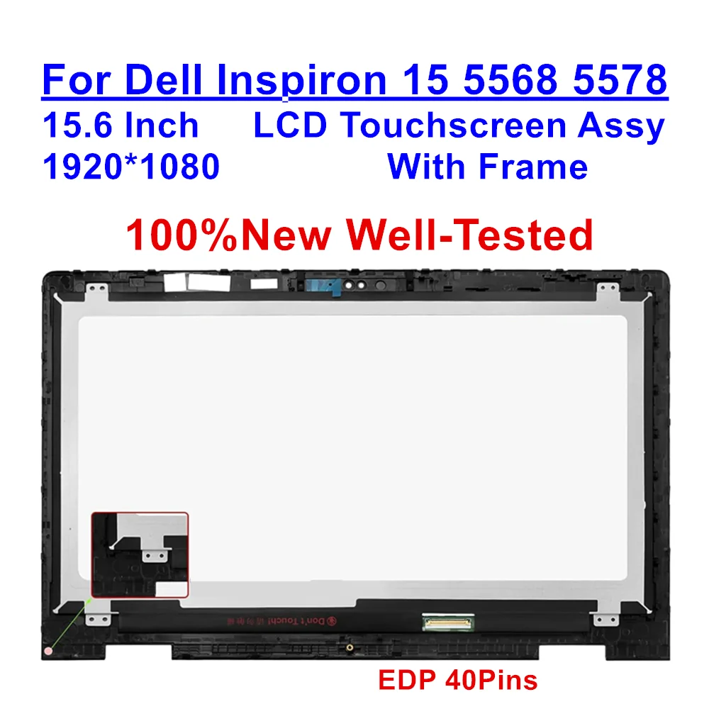 

Screen Replacement for Dell Inspiron 15 5568 5578 15.6" FHD LCD Touch Screen Digitizer Assembly 40Pin