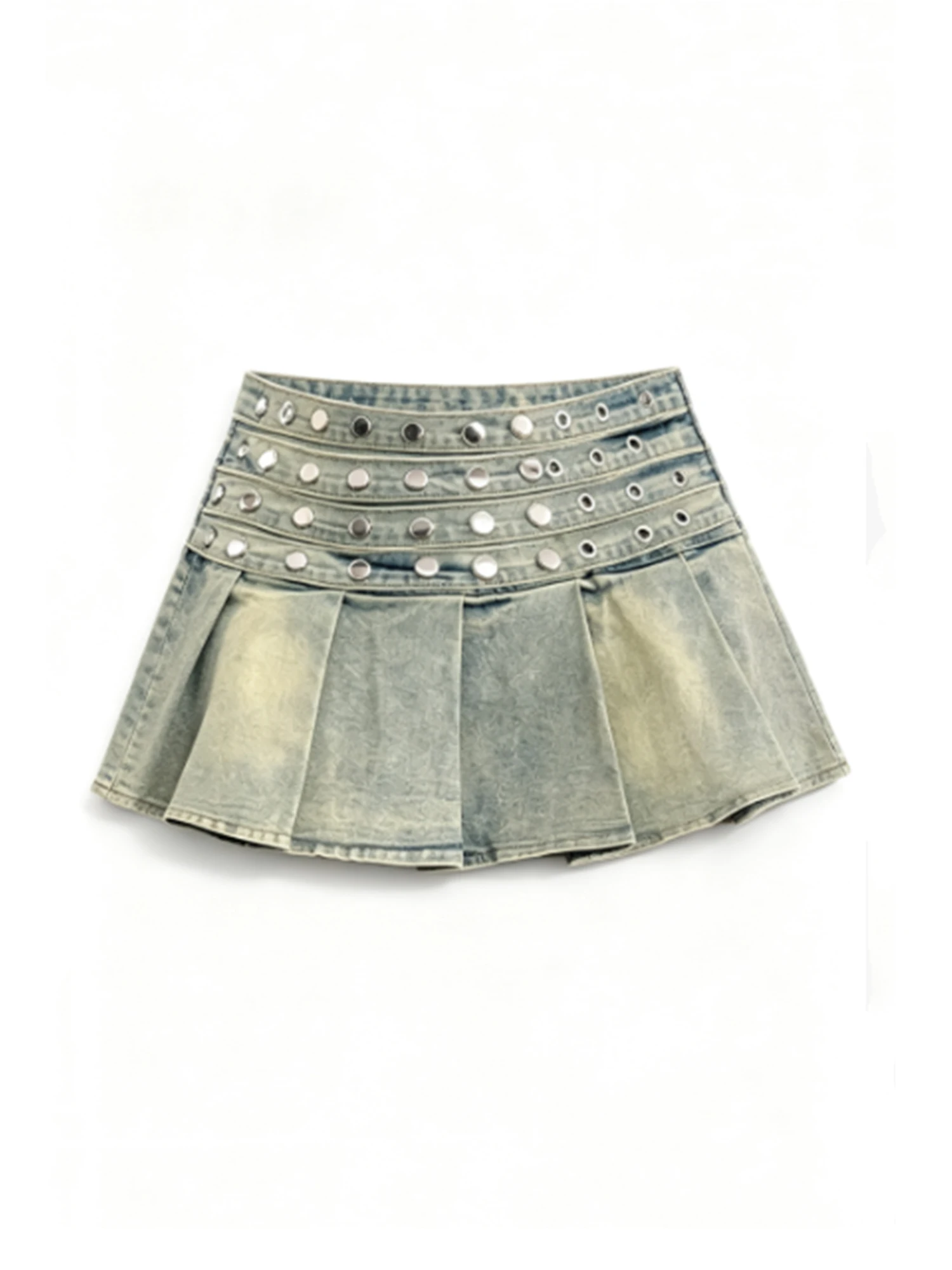 Women's Blue Denim Mini Skirt Y2K Gyaru Korean Style Vintage Harajuku High Waist Cowboy Skirt A-line Pleated Skirt Summer 2026